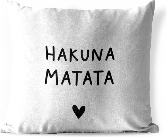Coussin de jardin - Citation hollandaise : 'Hakuna Matata' avec coeur noir  sur fond... | bol.com