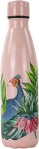 Drinkfles Peacock Roze 500 ML | Thermosfles | Yoko Design Geïsoleerd | Dubbelwandig | Metaal | Roze | 0.5 liter
