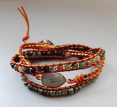 een wens - Wikkelarmband 3 laags - natuursteen - afrikaans turquoise - indiaas agaat