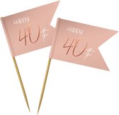 Cocktail prikkers 40 Jaar Elegant Lush Blush 36st