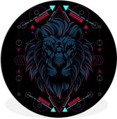 WallCircle - Wandcirkel ⌀ 90 - Leeuw - Dier - Zwart - Ronde schilderijen woonkamer - Wandbord rond - Muurdecoratie cirkel - Kamer decoratie binnen - Wanddecoratie muurcirkel - Woonaccessoires