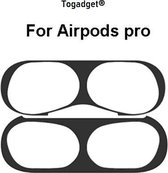 Sticker geschikt voor Airpods Pro - Accessoire voor Airpods Pro - Anti magnetisch stof - Vuil bescherming - Zwart Sticker 2 stuks