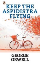 Boekomslag van 'Keep the Aspidistra Flying' met een oranje fiets, een mand met bladeren en vallende herfstbladeren.