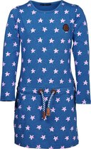 Meisjes jurk blauw met sterren lange mouwen | Maat 128/ 8Y