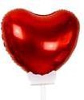 Ballon Hart op stok - Rood - Blinkend - incl. Stok 55cm - Vorm 14cm - per 10 stuks