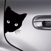 GoedeDoelen.Shop | (Auto) Sticker Hello Cat Zwart | Katten Sticker | Laptopsticker | Autosticker | Wandsticker | Raamsticker | WC Sticker | 12 x 14,5 cm | Wellness-House
