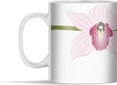 Mok - Geïllustreerde roze orchideebloem - 350 ml - Beker
