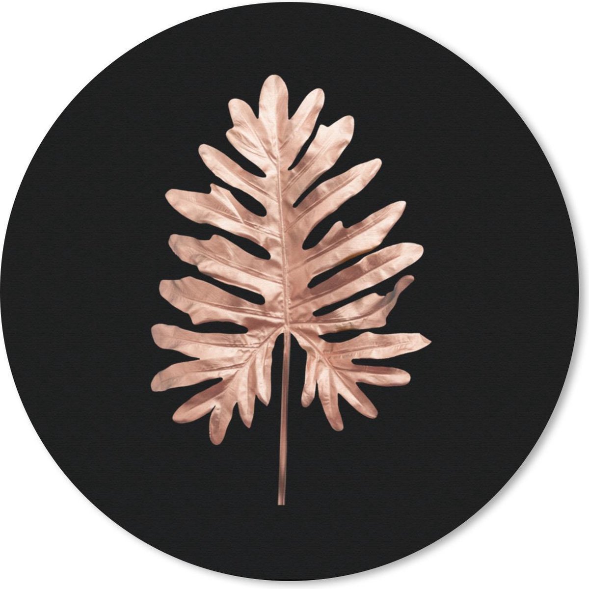 Muismat rond 40x40 cm - Mousepad Goud - Roze - Blad - Ronde muismatten