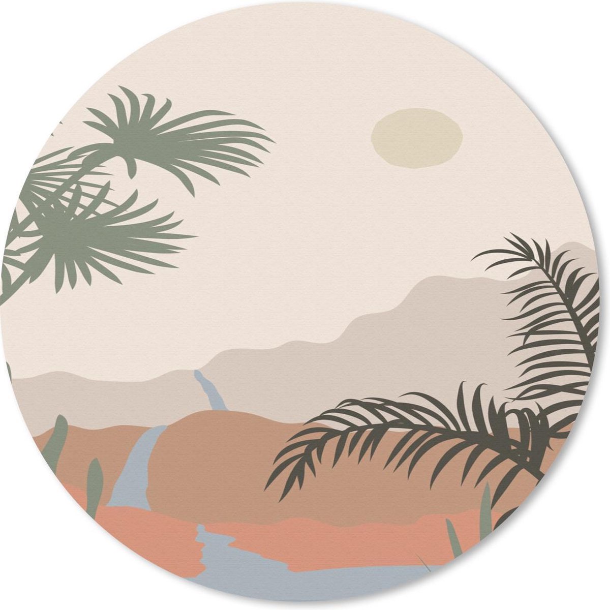 Muismat rond 50x50 cm - Mousepad Pastel - Waterstroom - Woestijn - Ronde muismatten