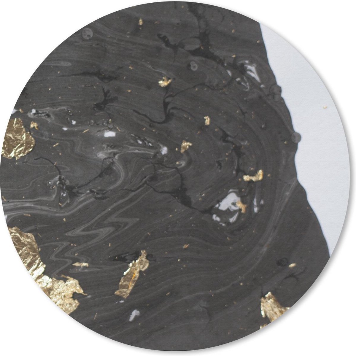 Muismat rond 40x40 cm - Mousepad Marmer - Zwart - Luxe - Goud - Ronde muismatten