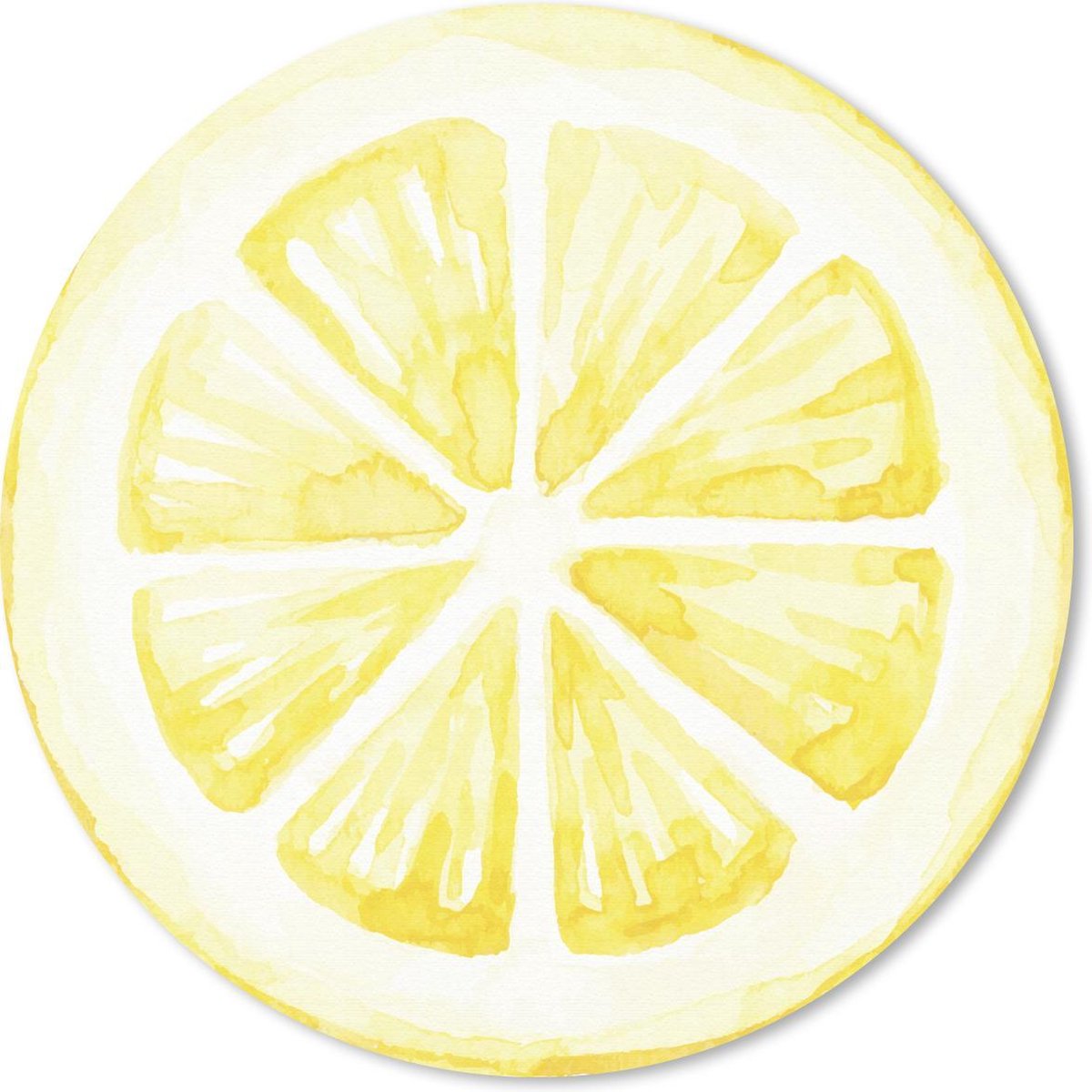 Muismat rond 40x40 cm - Mousepad Aquarel - Citroen - Schijf - Ronde muismatten