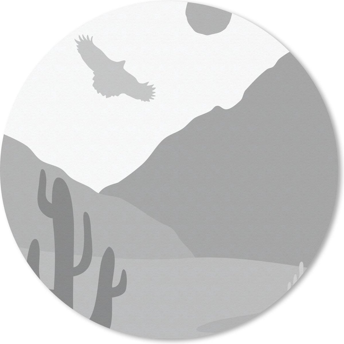 Muismat rond 40x40 cm - Mousepad Illustratie - Cactus - Havik - Zwart - Wit - Ronde muismatten