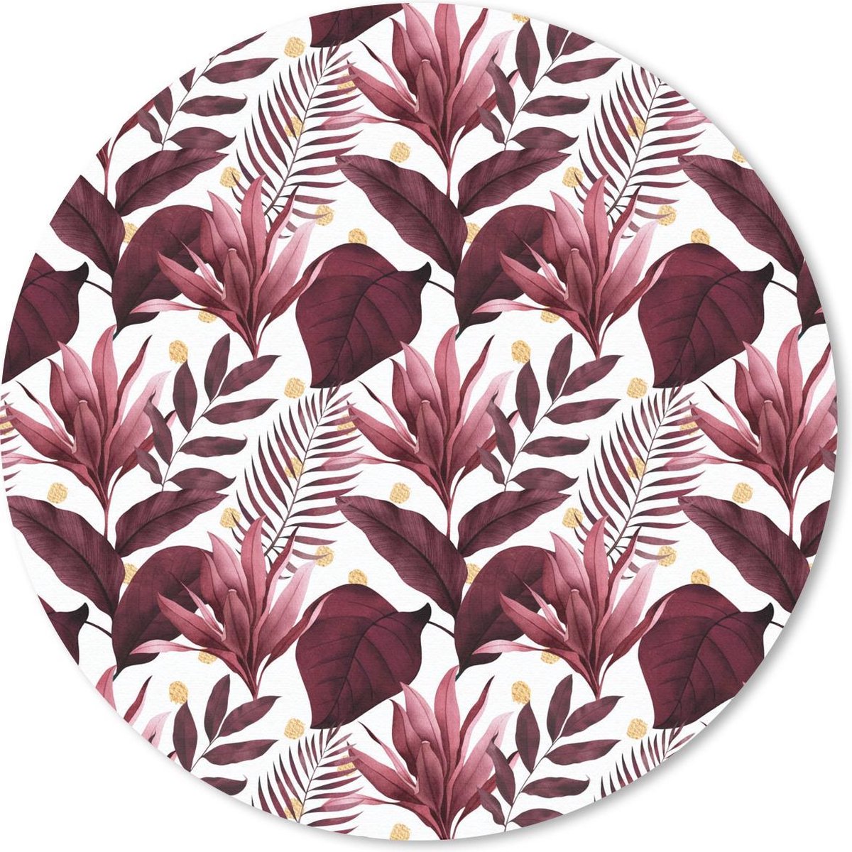 Muismat rond 50x50 cm - Mousepad Tropisch - Goud - Paars - Ronde muismatten