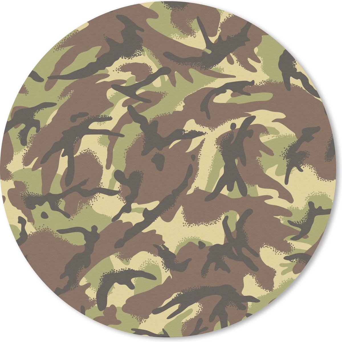 Muismat rond 40x40 cm - Mousepad Camouflage patroon in natuurlijke kleuren - Ronde muismatten