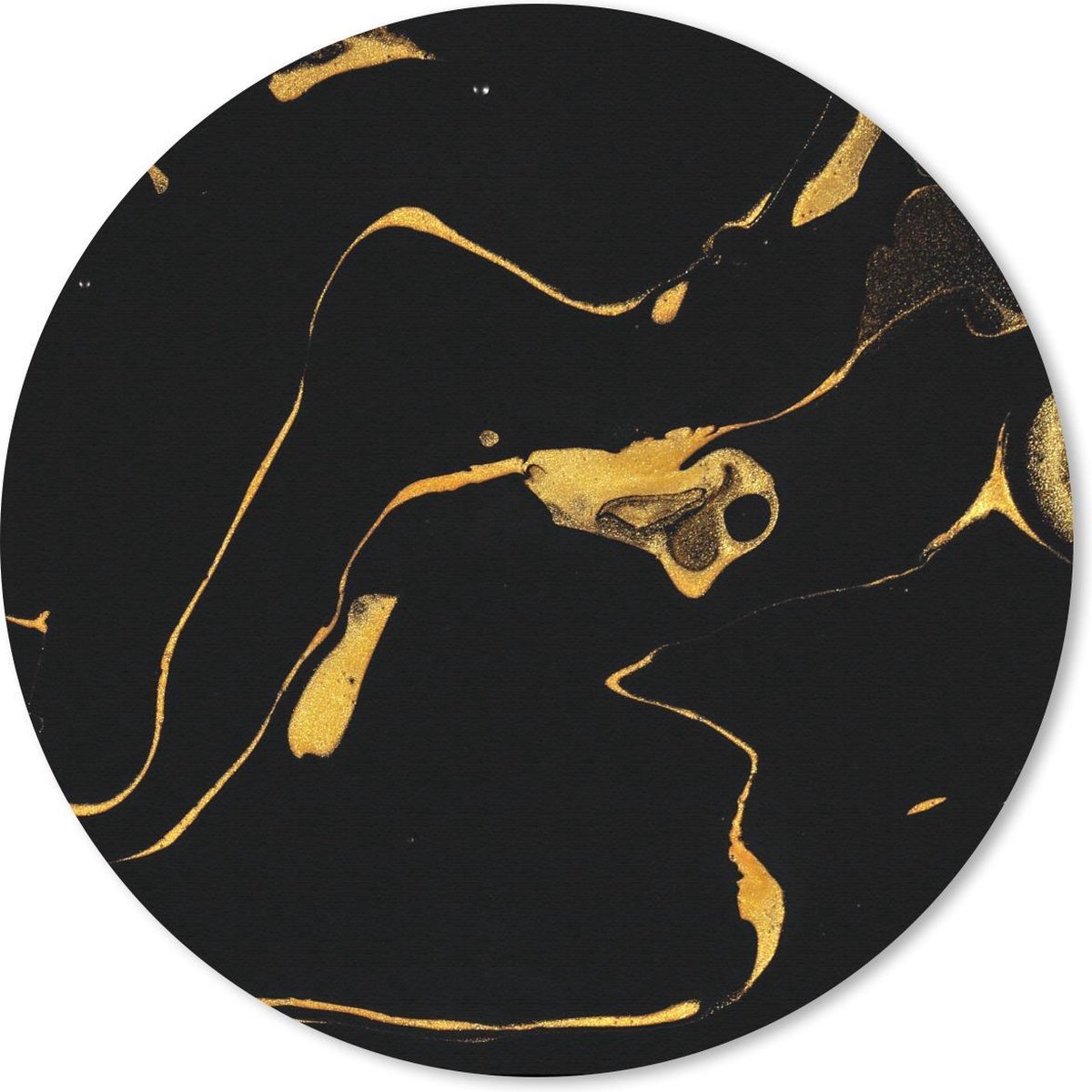 Muismat rond 50x50 cm - Mousepad Patronen - Verf - Goud - Zwart - Ronde muismatten