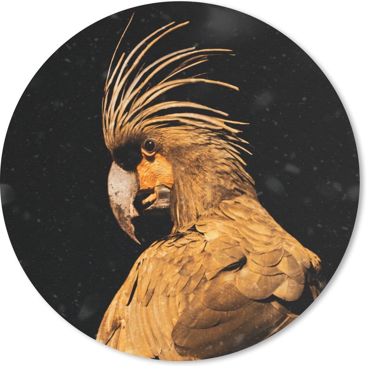 Muismat rond 40x40 cm - Mousepad Kaketoe - Goud - Zwart - Ronde muismatten