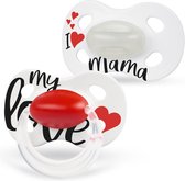 Medela Baby Fopspeen Day&Night Hoge acceptatie orthdontisch ergonomische vorm glow in the dark - Signature Love Mama - 0-6 maanden - 2 stuks