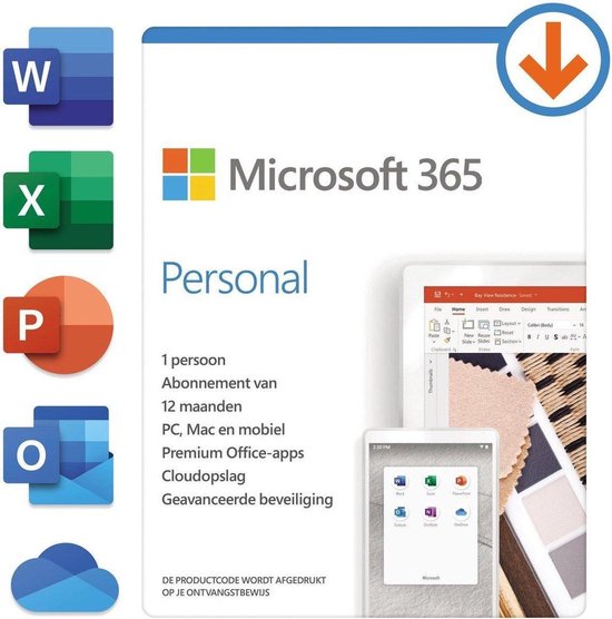 Microsoft 365 Personal - 1 jaar abonnement (doosje)