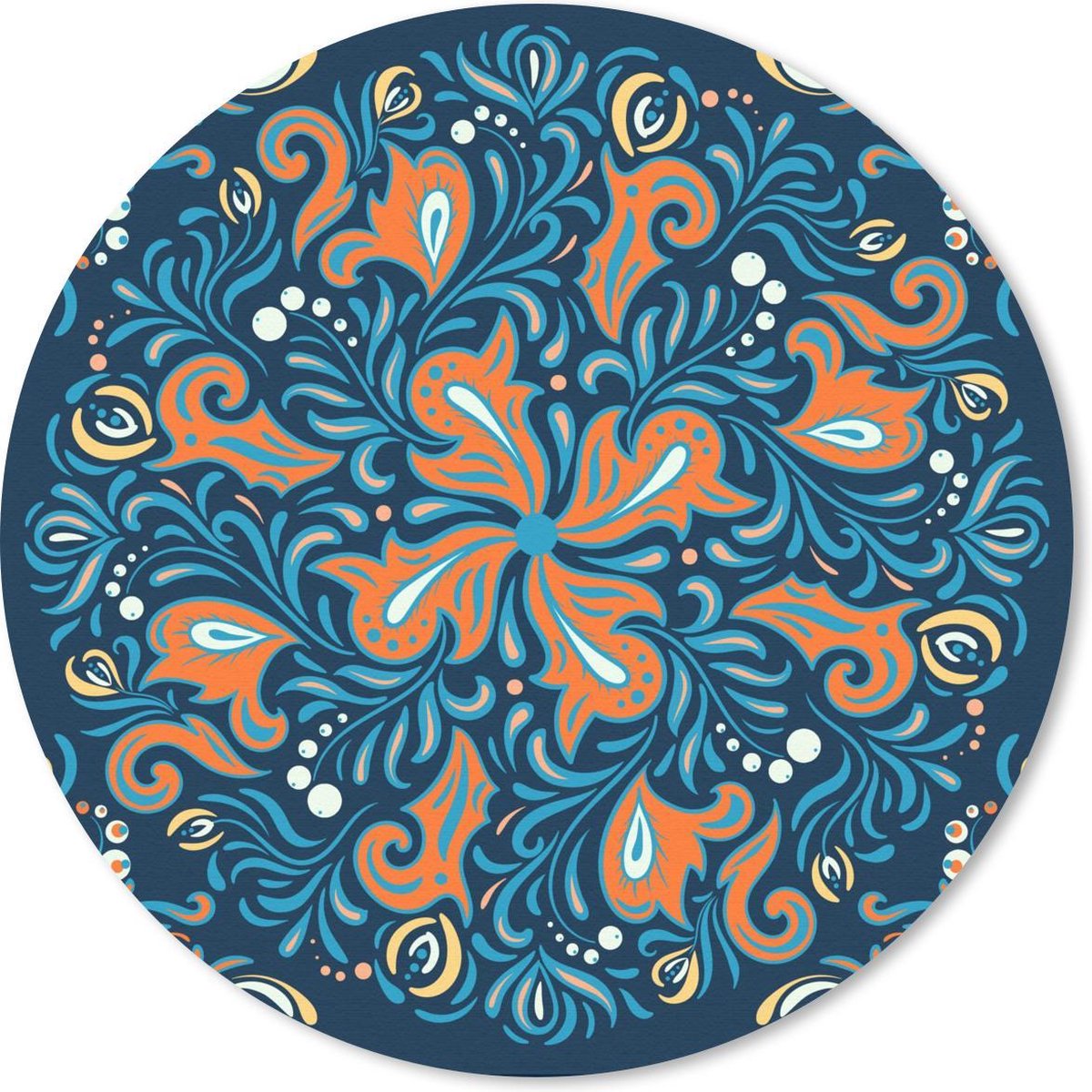 Muismat rond 50x50 cm - Mousepad Bloem - Bladeren - Stippen - Patroon - Ronde muismatten