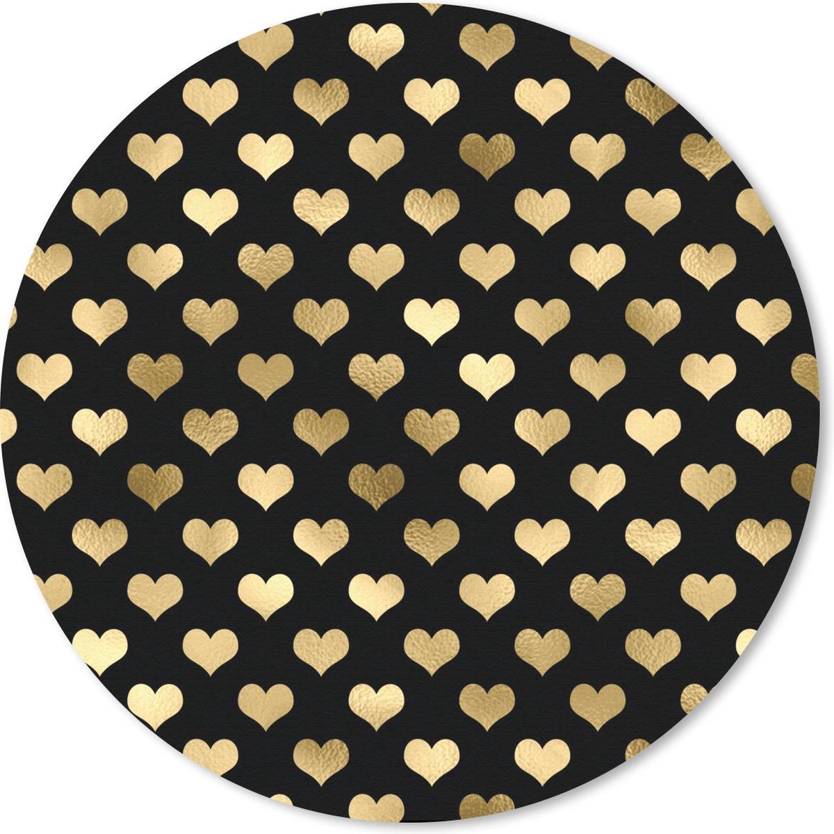 Muismat rond 50x50 cm - Mousepad Patronen - Hart - Goud - Ronde muismatten
