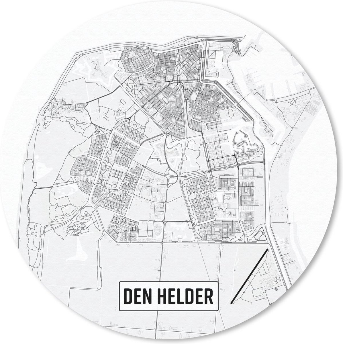 Muismat rond 40x40 cm - Mousepad Stadskaart Den Helder - Ronde muismatten
