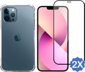 iPhone 13 Pro Hoesje - Shockproof Hoesje Transparant + iPhone 13 Pro Full Screenprotector - 2x Beschermglas Screenprotector