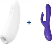 Satisfyer Curvy 1+ - Wit - Luchtdruk Vibrator + Ovo K3 Rabbit Vibrator - Tarzan Vibrator - Paars