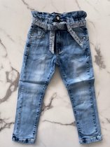 Meisjes jeansbroek | Spijkerbroek | Skinny jeans | Lange broek voor meisjes 75% katoen, 24% Polyester, 1% Elastaan | Spijkerbroek blauw met een glitter band, verkrijgbaar in de mat