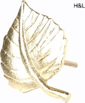 H&L deurknop - blad - meubelknop - goud - 9 x 6 cm - woonaccessoires - woondecoratie