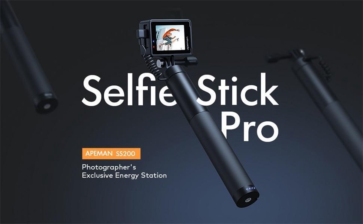 Apeman Selfie Stick voor Action Camera / GoPro met Ingebouwde Batterij –  Action Cam... | bol.com