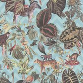 AS Creation MICHALSKY - Jungle behang - dieren met tropische bladeren - blauw meerkleurig - 1005 x 53 cm