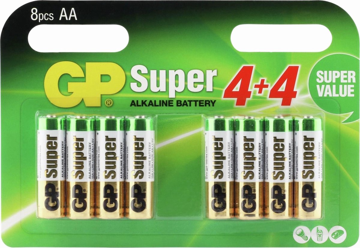 GP Super Alkaline AA batterijen - 8 stuks