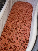 Kinderwagen matrashoes - dotsmotief - roestbruin - tricot stof