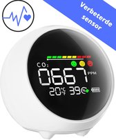 Curify® CO2 Meter incl. Nachtlampfunctie– CO2 Melder + Monitor voor Buiten en Binnen – Thermometer, Hygrometer en Luchtvochtigheidsmeter