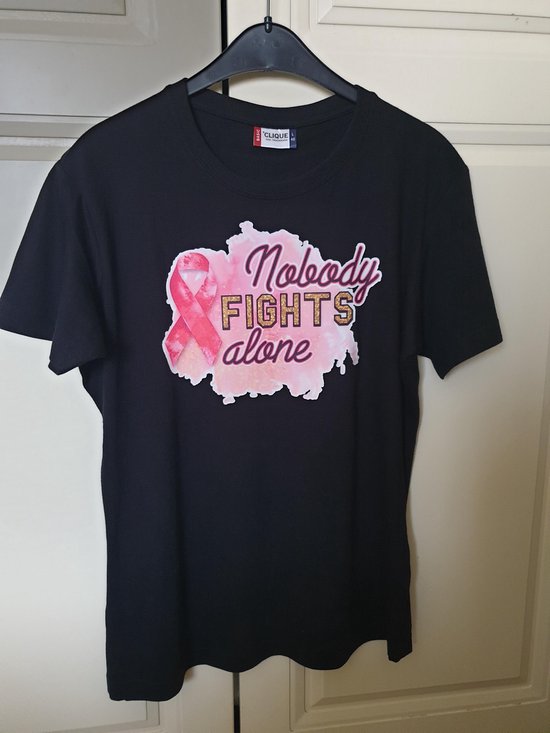 Pink Ribbon T-shirt - Nobody fights alone XXL