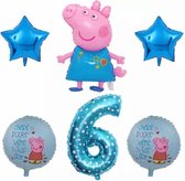 Peppa Pig folie ballonen 6 stuks Decoratie Kinderen Verjaardag Ballon Nummer 6