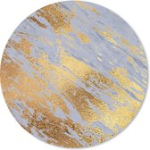 Muismat - Mousepad - Rond - Marmer - Goud - Blauw - 50x50 cm - Ronde muismat