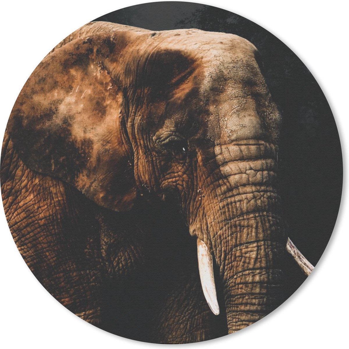 Muismat rond 40x40 cm - Mousepad Olifant - Dieren - Bruin - Ronde muismatten