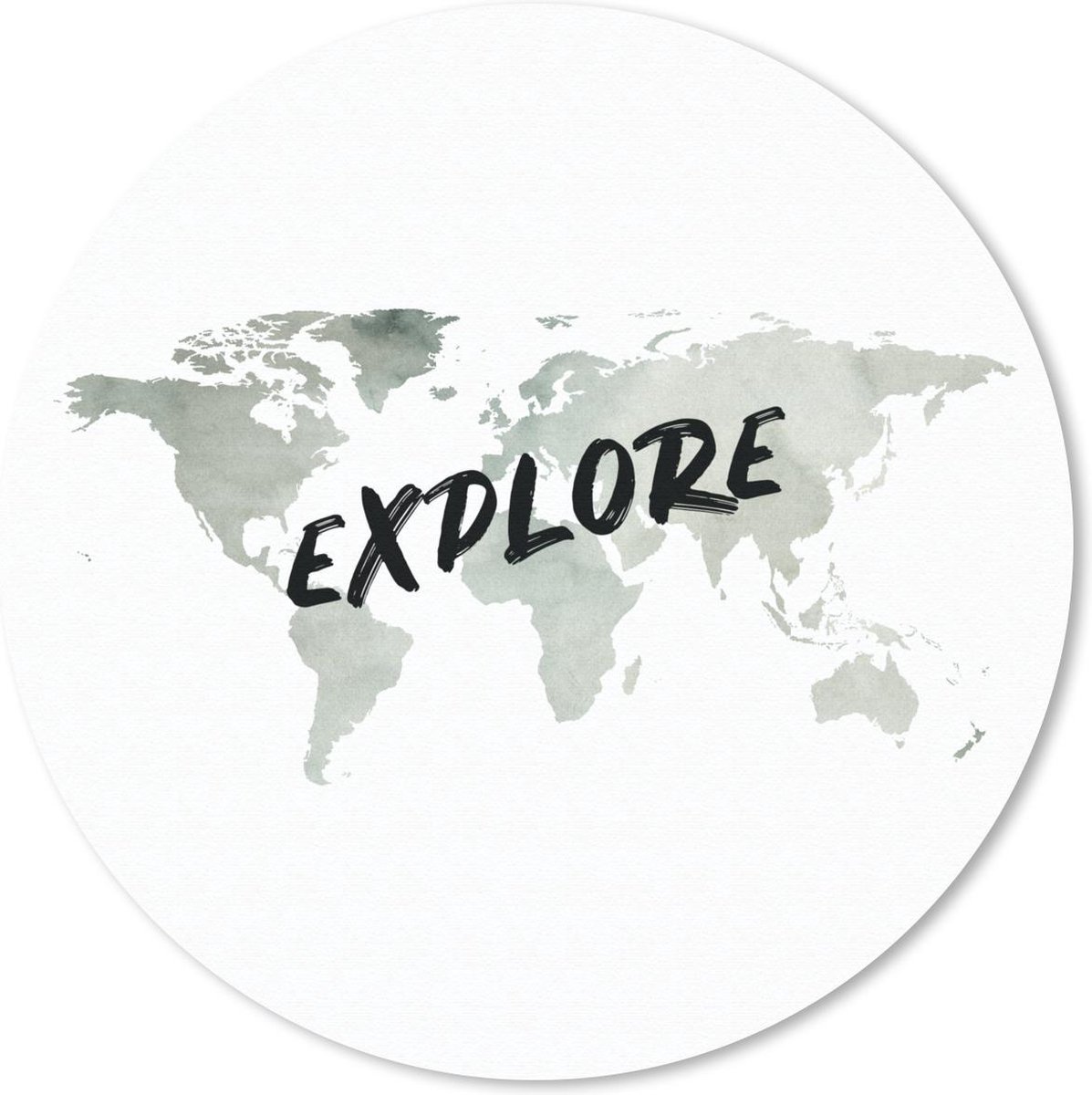 Muismat rond 50x50 cm - Mousepad Wereldkaart - Quote - Waterverf - Ronde muismatten