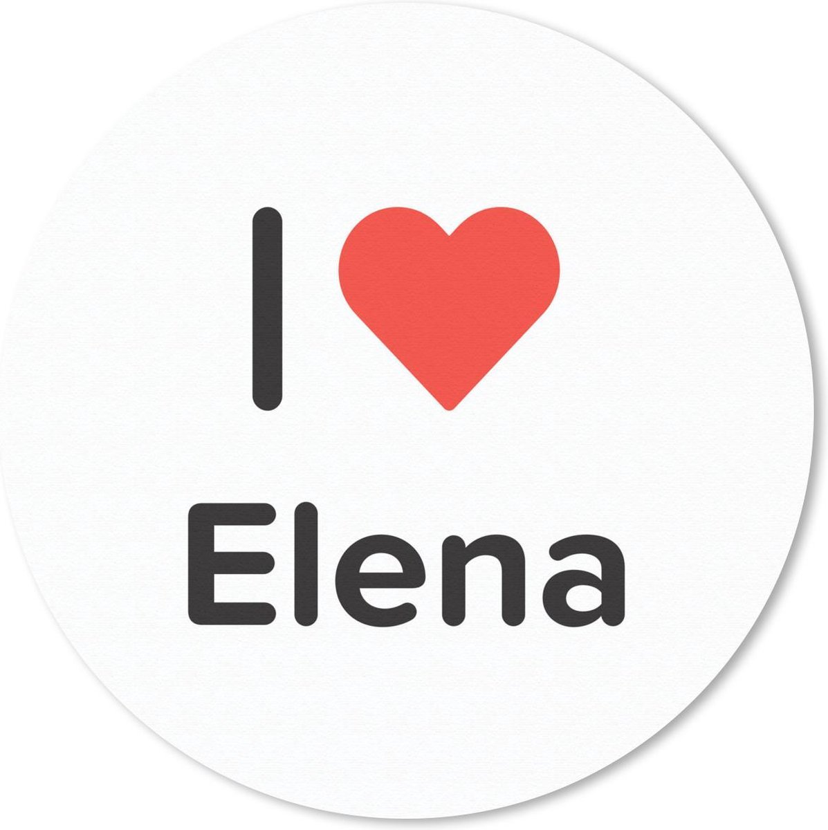 Muismat rond 40x40 cm - Mousepad I love - Elena - Meisje - Ronde muismatten