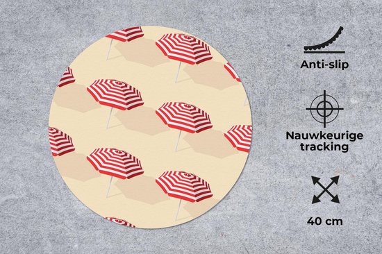 Muismat rond 40x40 cm - Mousepad Zomer - Parasol - Pastel - Ronde muismatten