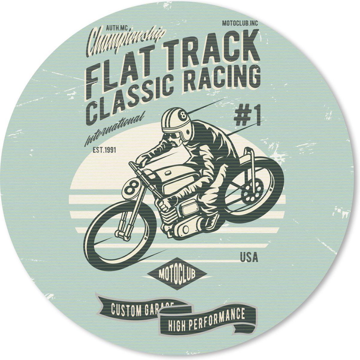 Muismat rond 50x50 cm - Mousepad Motor - Race - Retro - Ronde muismatten