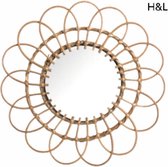 H&L spiegel - rotan - bloem - 50 cm - woondecoratie