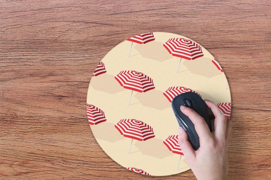 Muismat rond 40x40 cm - Mousepad Zomer - Parasol - Pastel - Ronde muismatten