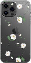 Apple iPhone 13 Pro Max Telefoonhoesje - Transparant Siliconenhoesje - Flexibel - Met Bloemenprint - Madeliefjes