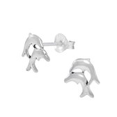 Joy|S - Zilveren dolfijn oorbellen - 2 dolfijnen - 8 x 9 mm - geoxideerd