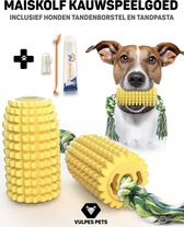 Vulpes Pets® - Corn Dog Toothbrush - Honden Speelgoed - Hondenspeelgoed - Honden Tandenborstel - Gezond Dieet - Hondenspeeltje - Honden Speelgoed Intelligentie - Inclusief Tandpasta en Tanden