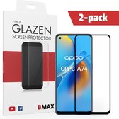 2-pack BMAX geschikt voor OPPO A74 screenprotector van gehard glas - Beschermglas - Tempered Glass - Glasplaatje - Screenprotector - Full Cover