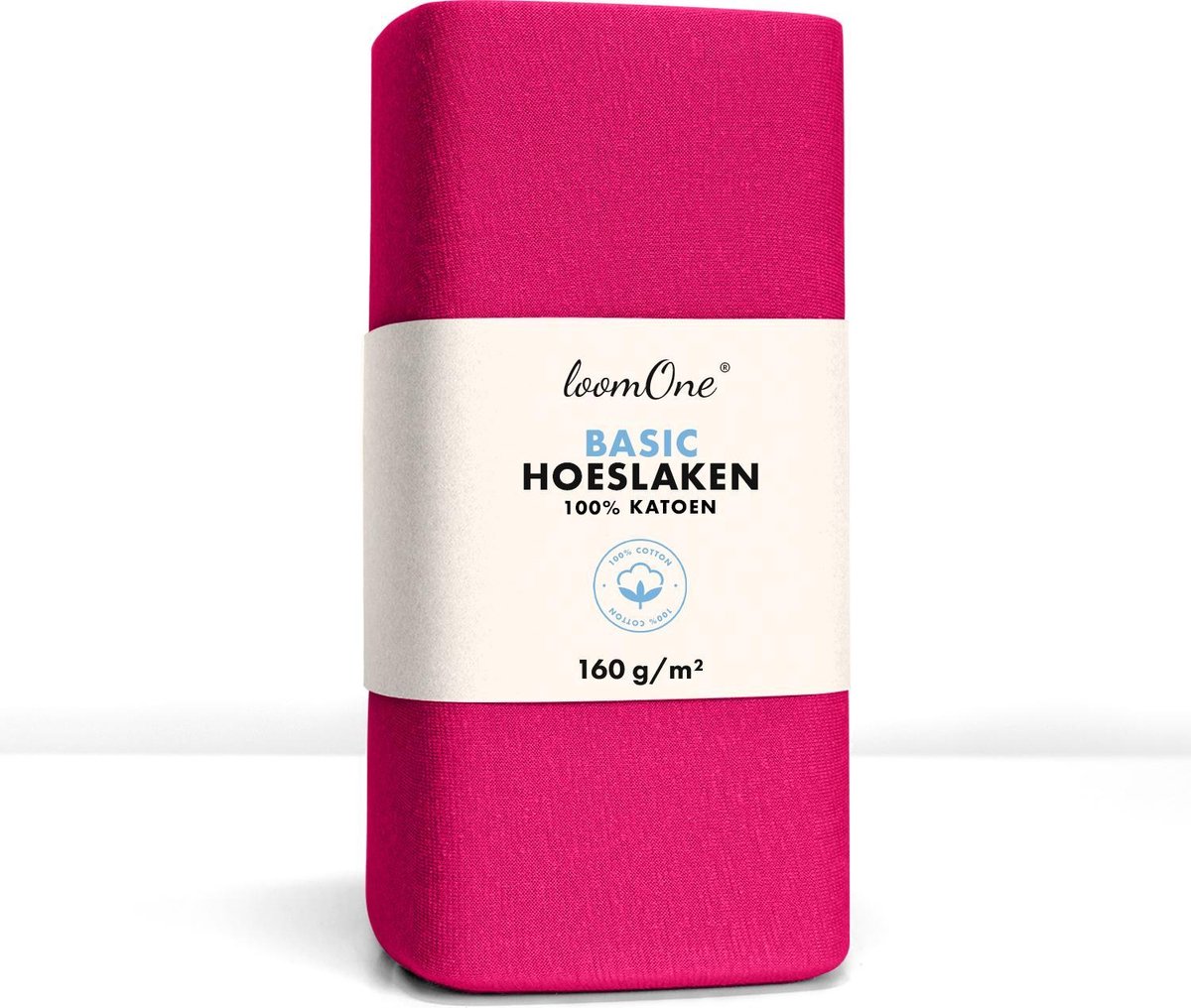 Loom One Hoeslaken – 100% Jersey Katoen – 100x200 cm – tot 23cm matrasdikte– 160 g/m² – Felroze