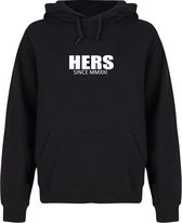 HIS & HERS couple hoodies zwart (HERS - maat L) | Gepersonaliseerd met datum | Matching hoodies | Koppel hoodies